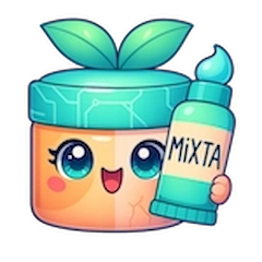 Ilustración de Creamy rodeada de productos para piel mixta