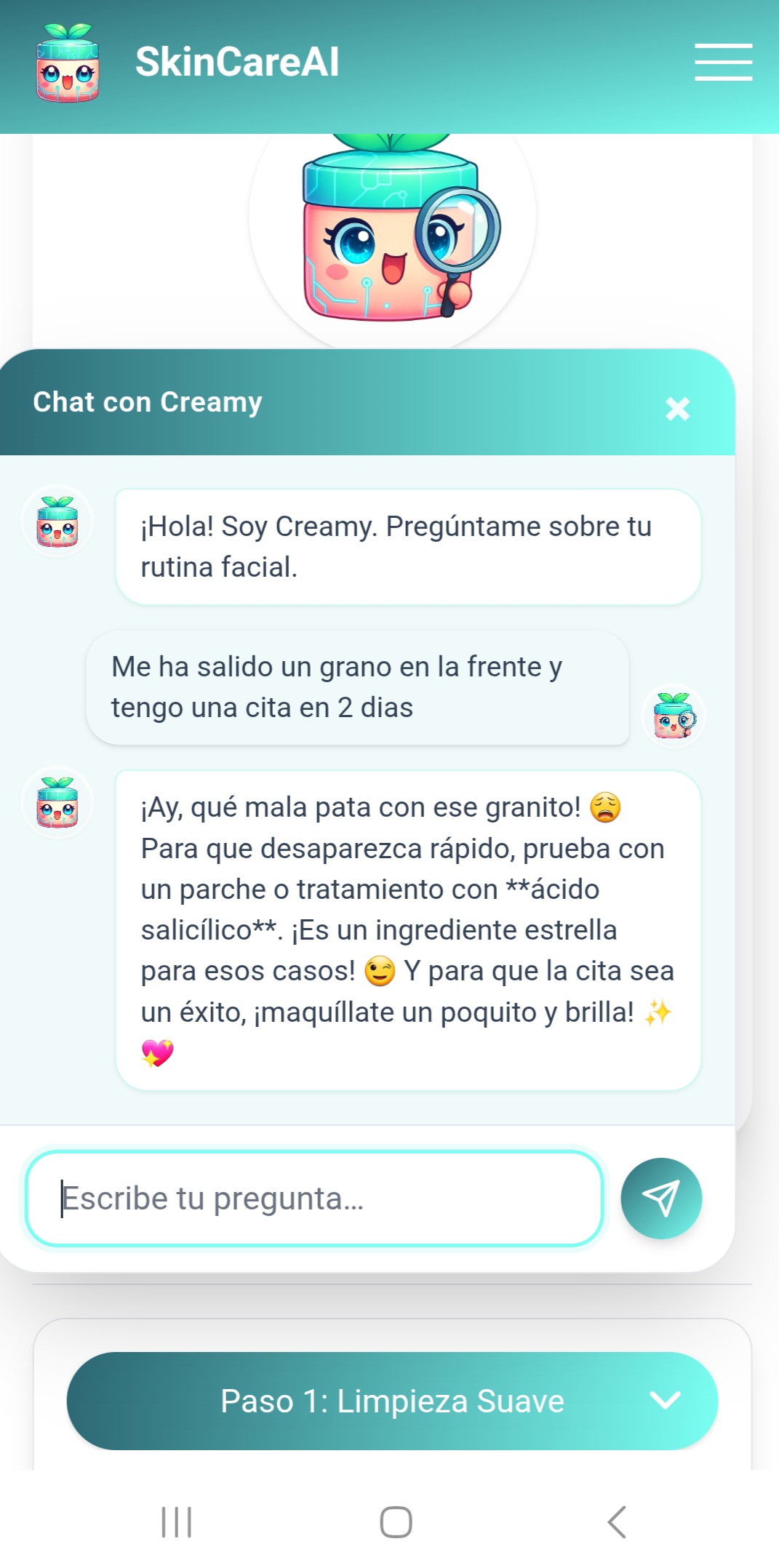 Paso 7: Chat para dudas rápidas