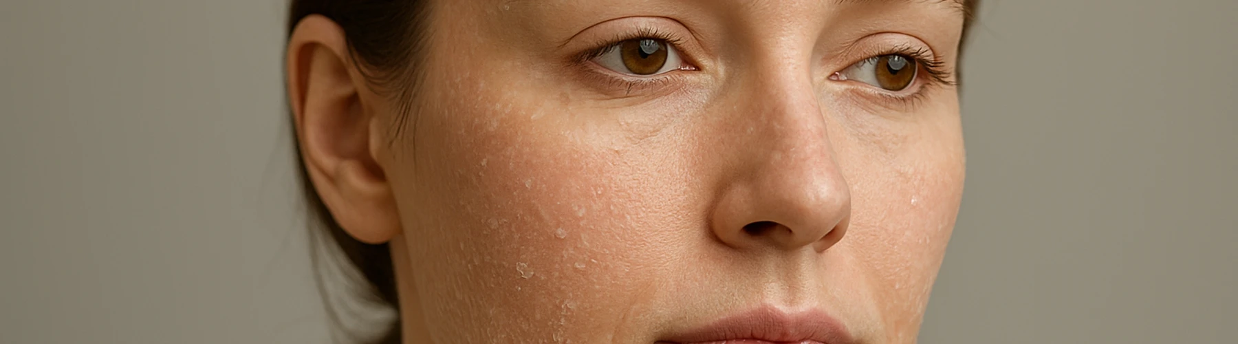 Banner horizontal: Primer plano de rostro con piel seca